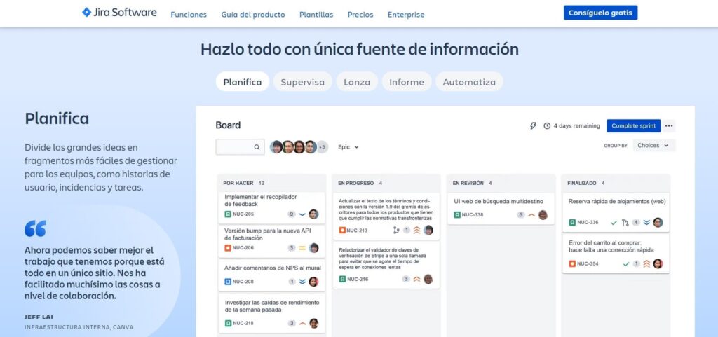 Ejemplo de software gestion de proyectos, Jira.