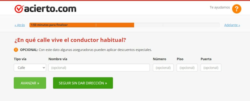 Ejemplo de formulario de contacto Acierto.com