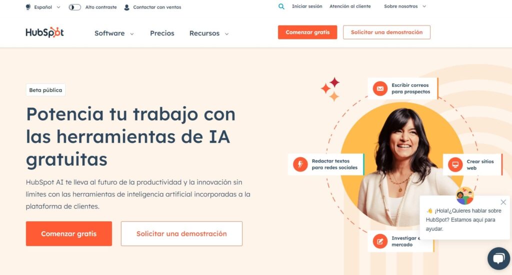 Aplicaciones de inteligencia artificial Hubspot IA