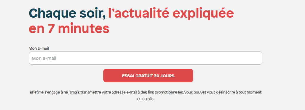 Formulaire d'inscription Brief.me Formulaire Brief ME