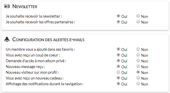 Emails et newsletters de sites de rencontres : notifications de gleeden