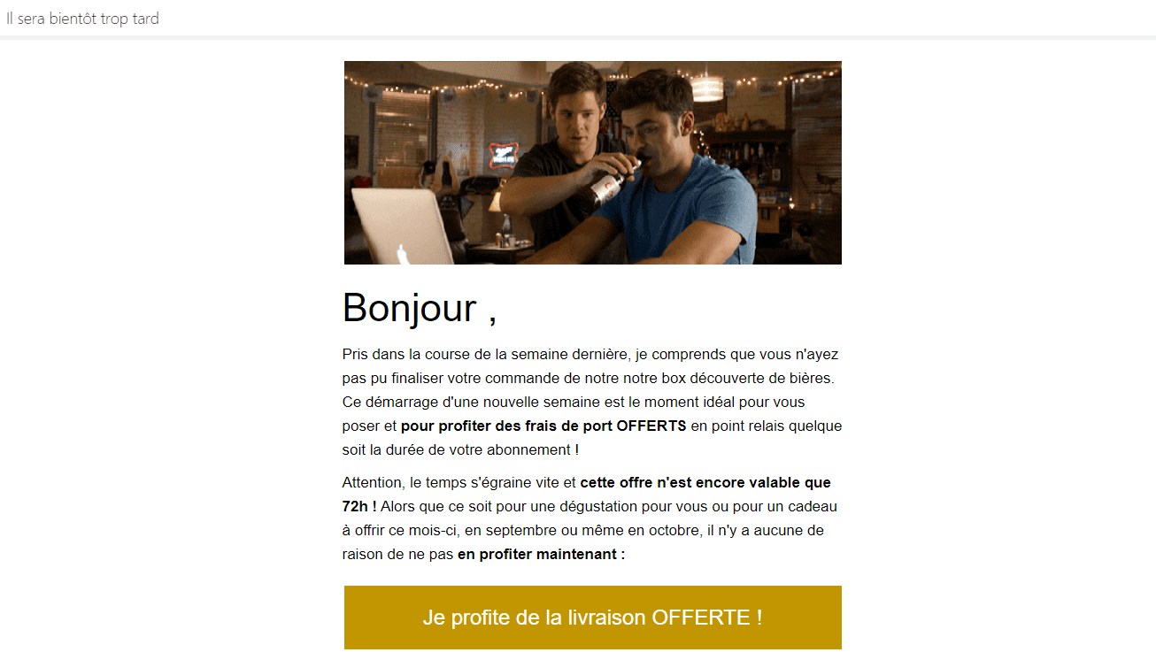 Un bel exemple de segmentation en fonction des actions du contact Segmentation email : la newsletter de Une petite mousse