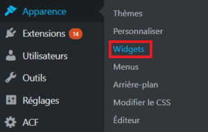 Apparence --> Widgets Apparence --> Widgets
