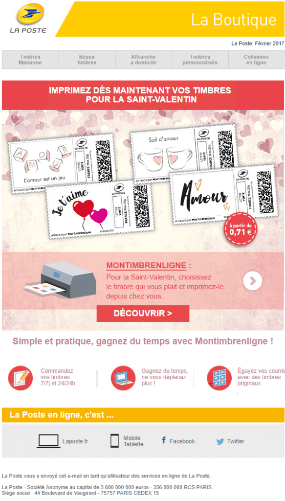 Newsletter Saint Valentin - La Poste