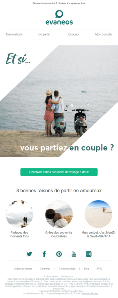 Newsletter Saint Valentin - Evaneos