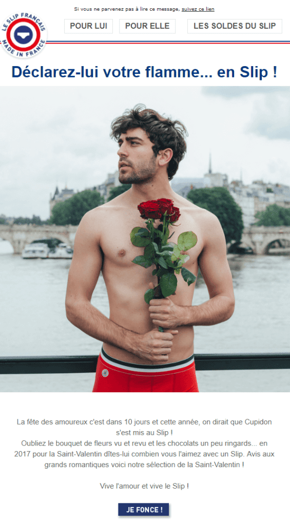Newsletter Saint Valentin - Le Slip Français