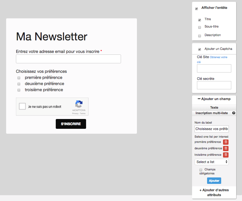 Formulaire d'inscription multi-liste pour mieux segmenter sa base de contacts emailing Formulaire d'inscription multi-liste pour mieux segmenter sa base de contacts emailing