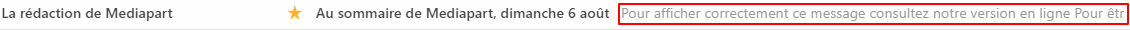 Preheader d'emailing non optimisé Preheader d'emailing non optimisé