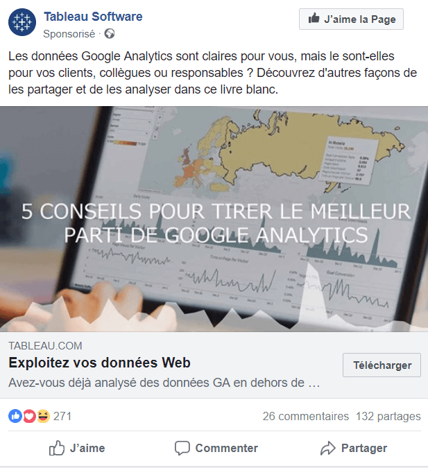 Exemple de retargeting facebook : Tableau Software Exemple de retargeting facebook : Tableau Software