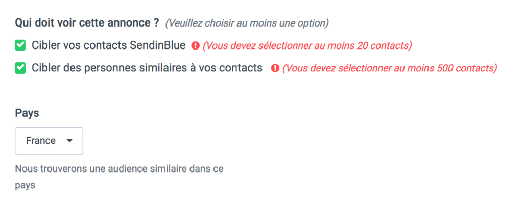 Choix de l'audience Facebook ads #1