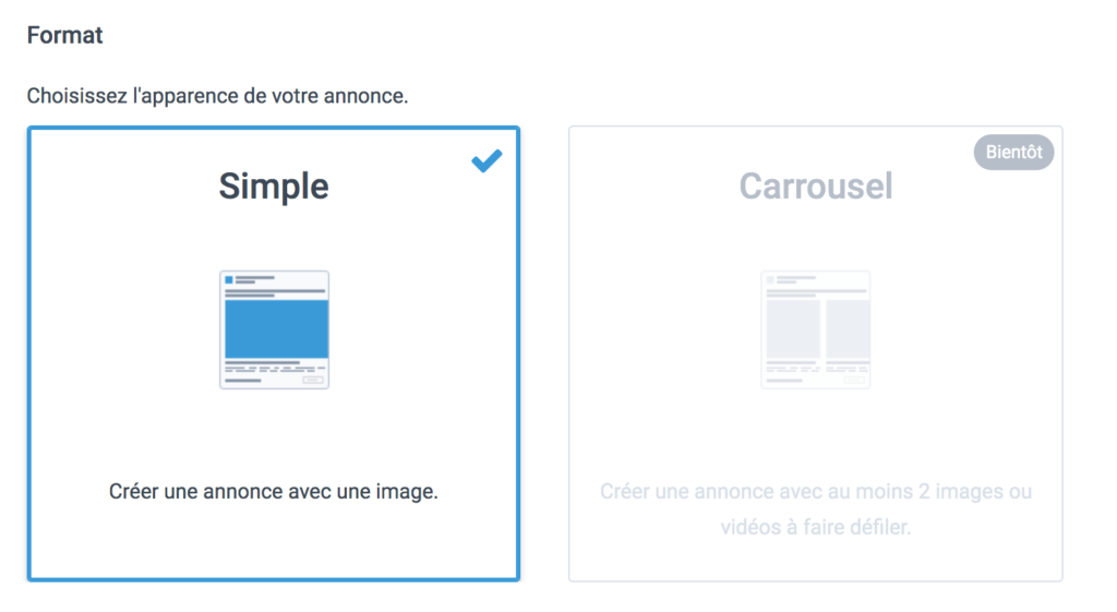 Création du contenu de l'annonce Facebook ads #1
