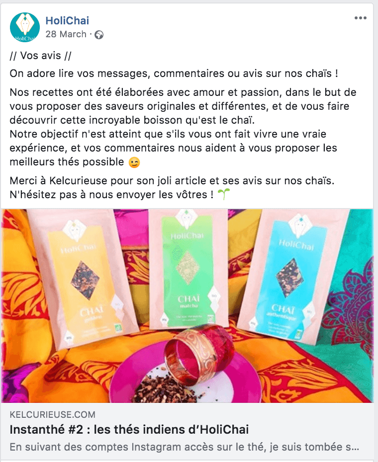 Exemple de publicité facebook