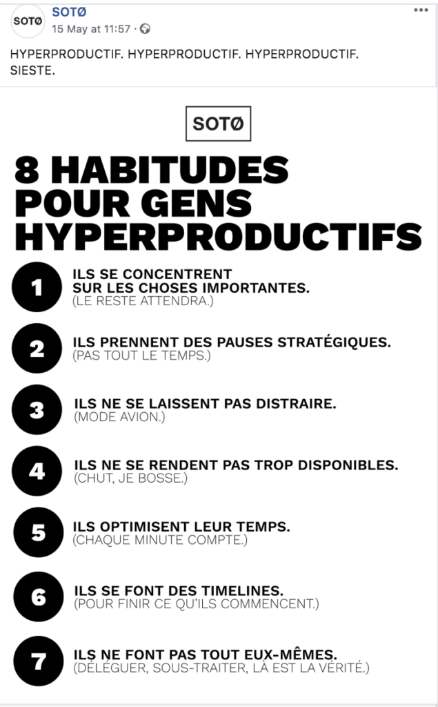 Exemple de publicité facebook
