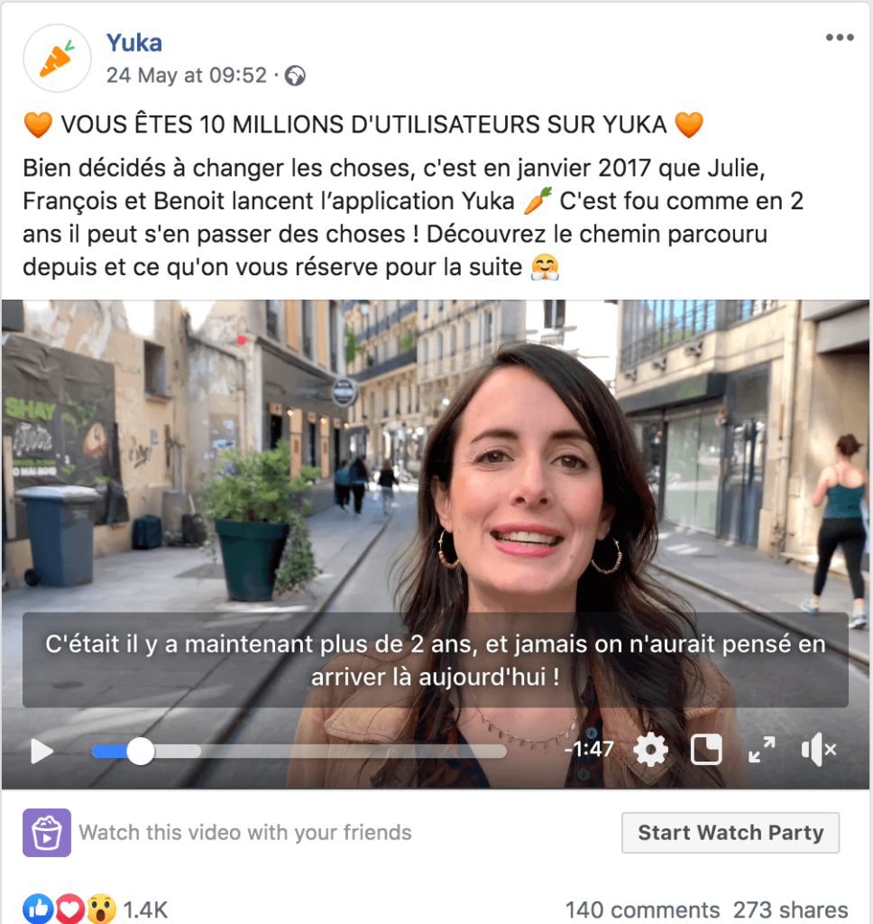 Exemple de publicité facebook