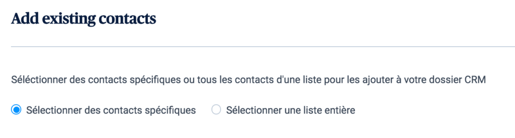 Import des contacts dans le CRM depuis Brevo