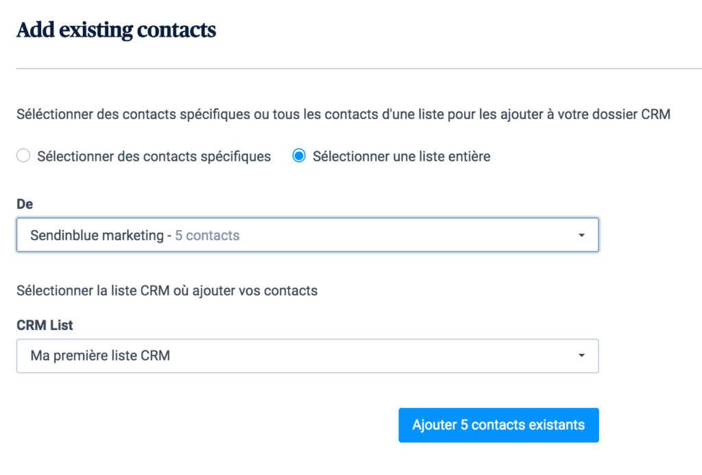 Importer une liste de contacts depuis Brevo