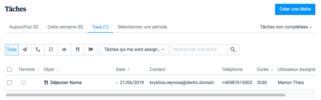 Assignation d'une tâche