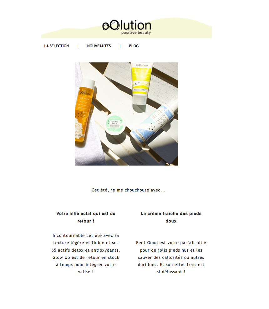 Exemple d'email B2C envoyé par Oolution