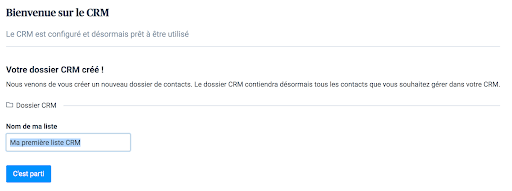Création de la première liste sur votre CRM