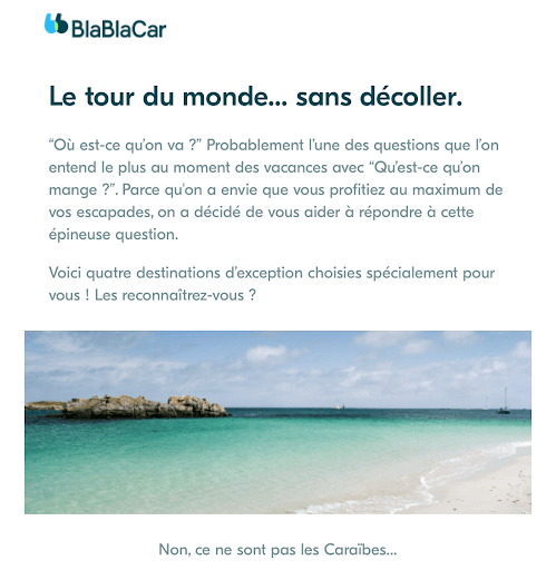 Exemple de mailing #3 : Blablacar (première partie)