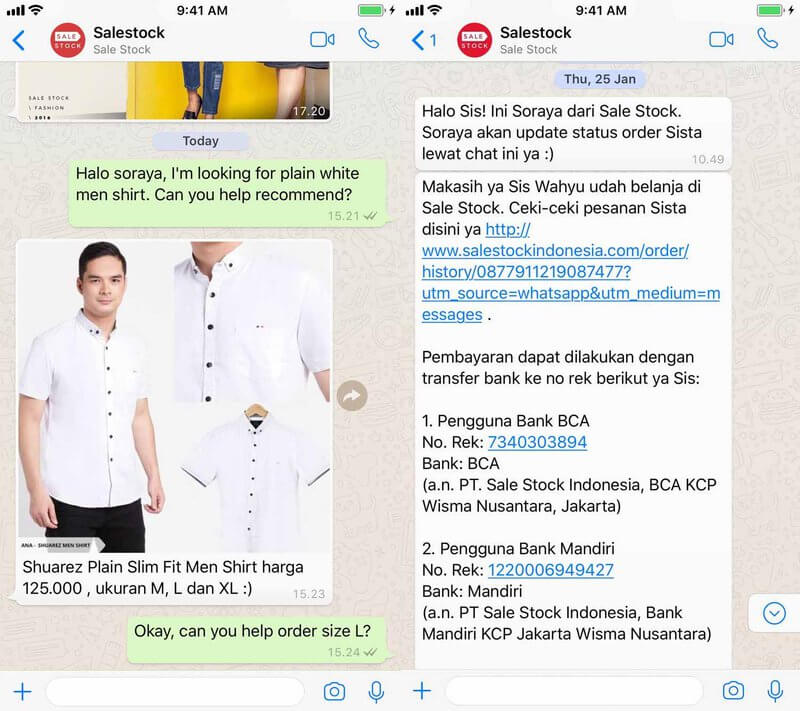WhatsApp for Business - exemple Sorabel