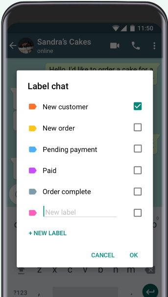 WhatsApp Business - étiquettes et labels