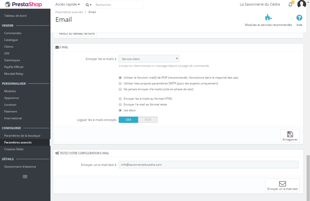 Prestashop - Email