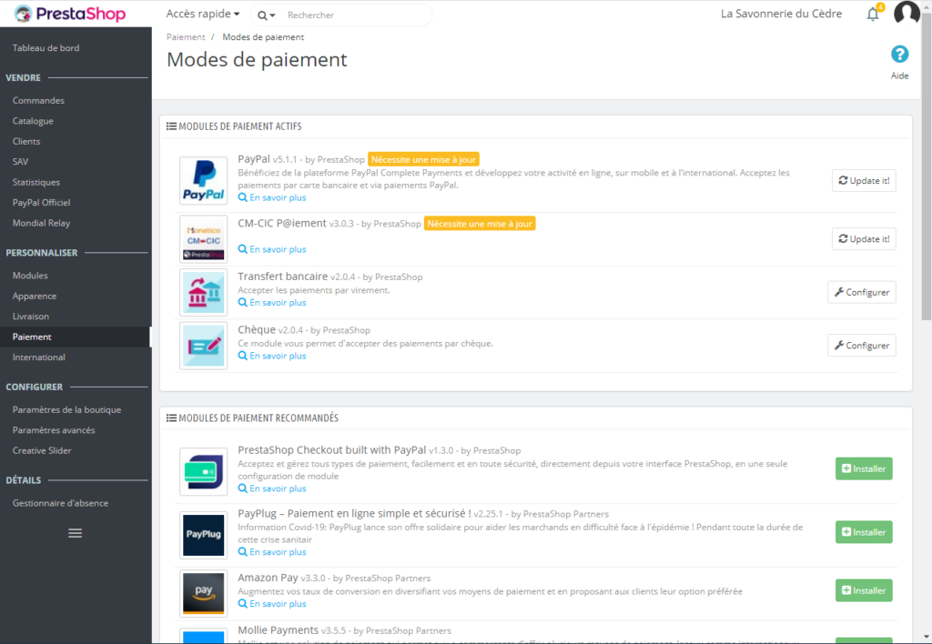Prestashop - Paiement
