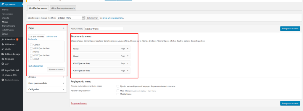 Comment créer un site WordPress gratuit - Menus