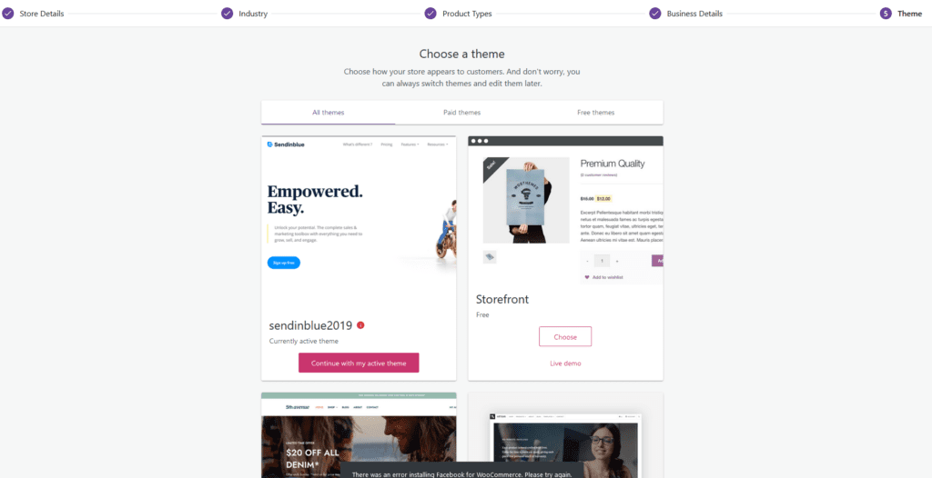 WooCommerce - choisir un thème