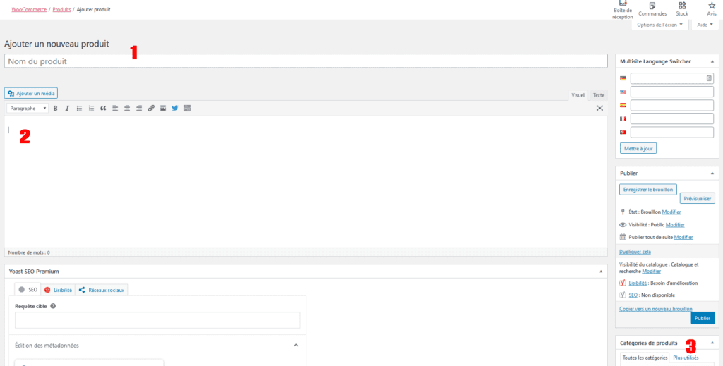 WooCommerce interface