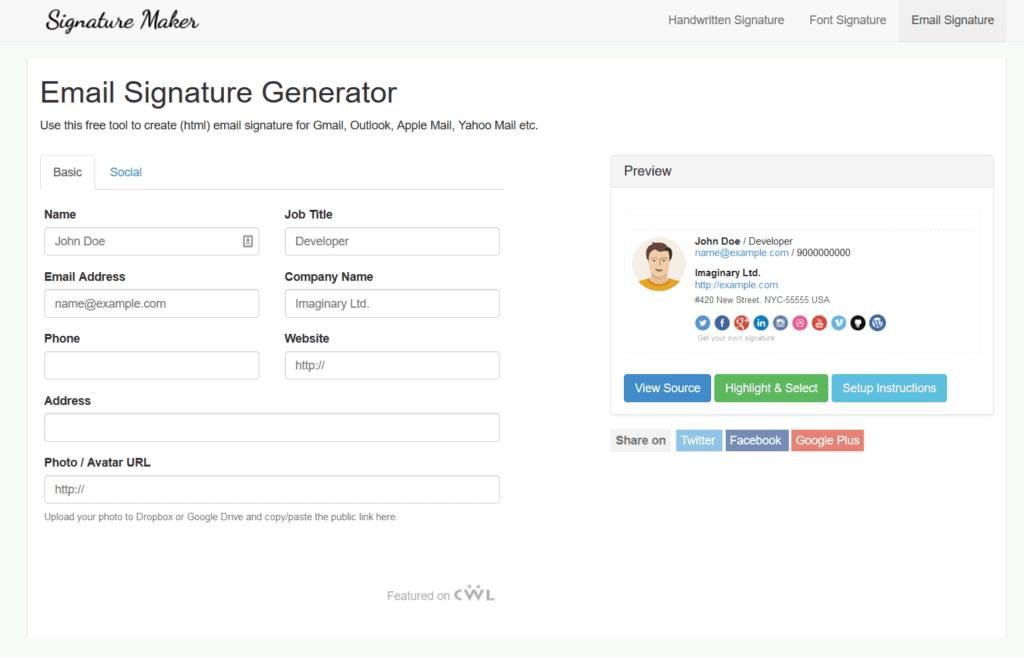 Signature email - Signature Maker