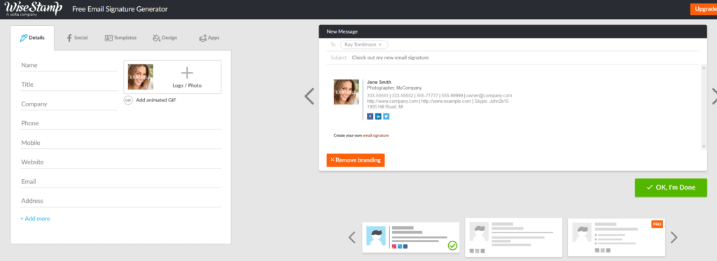 Signature email - Wisestamp