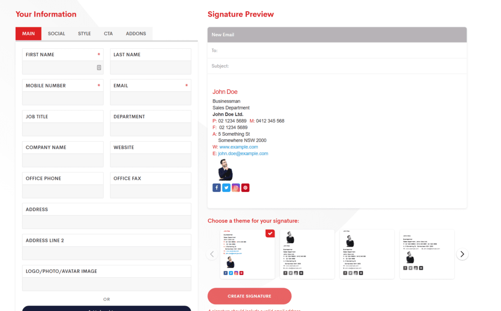 Signature email - Design hill