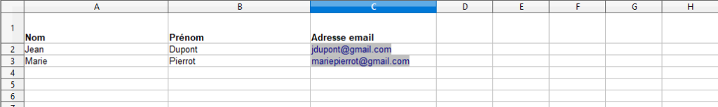 Publipostage Excel