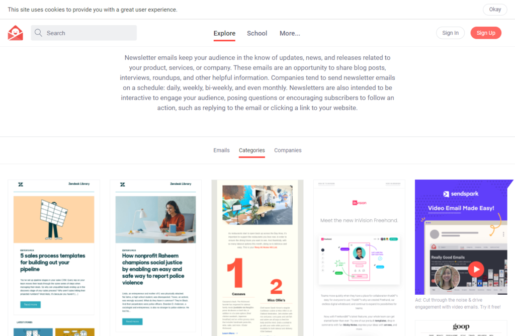 Un aperçu du site reallygoodemails.com