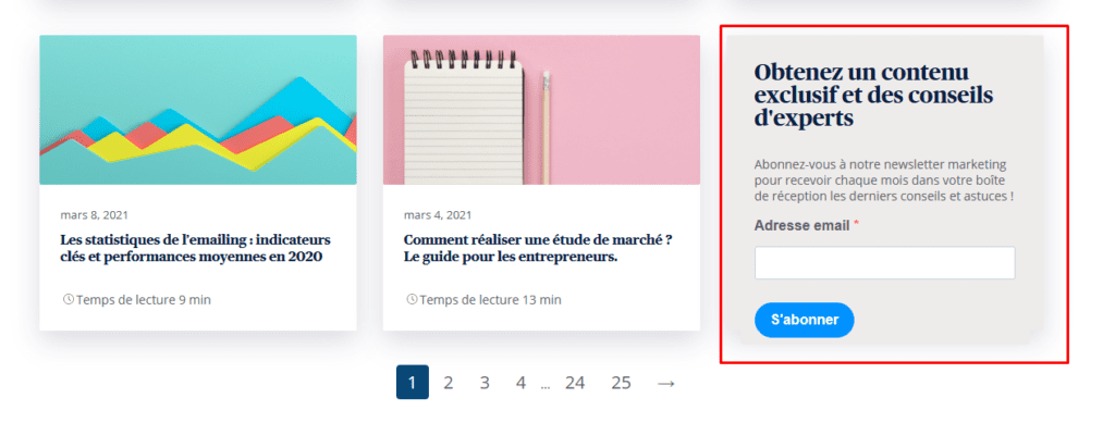 Créer une newsletter - exemple formulaire