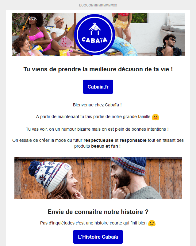 Email de bienvenue - Cabaia