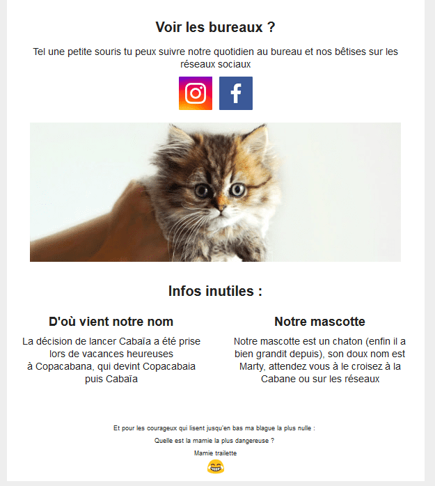 Email de bienvenue - Cabaia 2