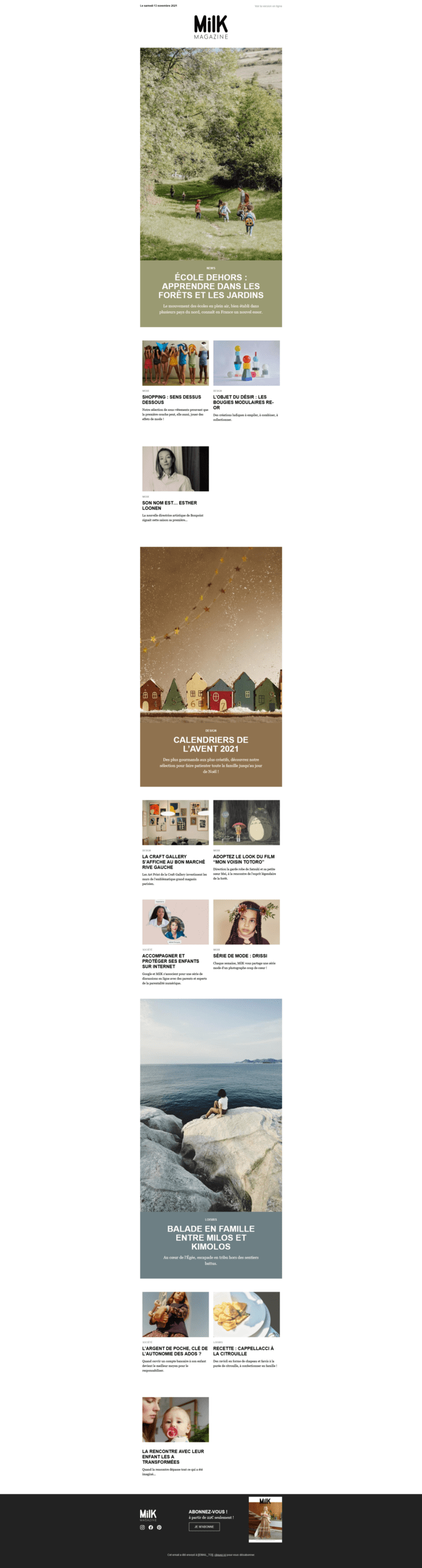 Exemple Newsletter - Milk Mag
