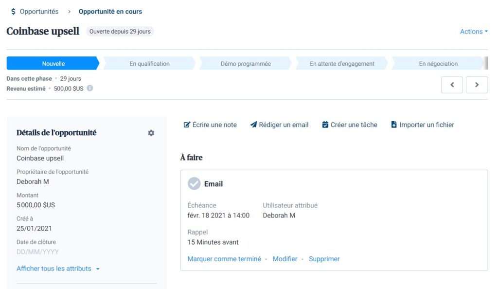 Brevo (ex Sendinblue) gestion de deals