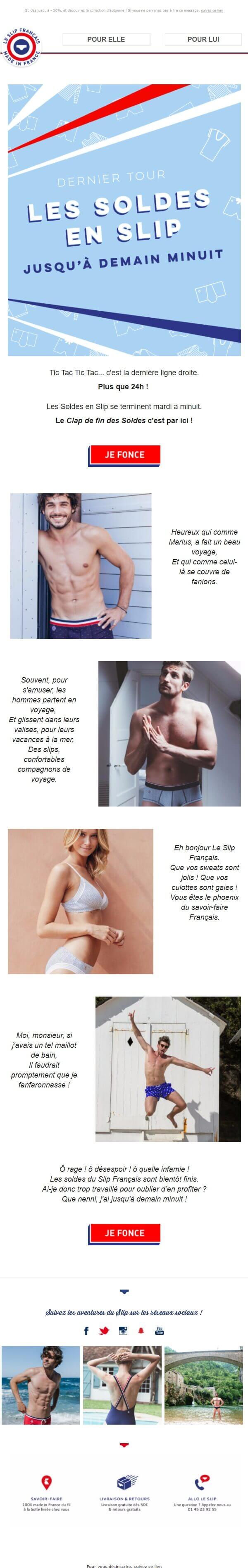Esempio di email marketing : Le Slip Français Esempio di email marketing : Le Slip Français