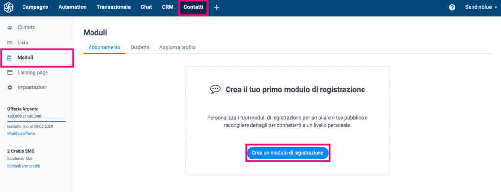 Modulo iscrizione Brevo (ex Sendinblue)