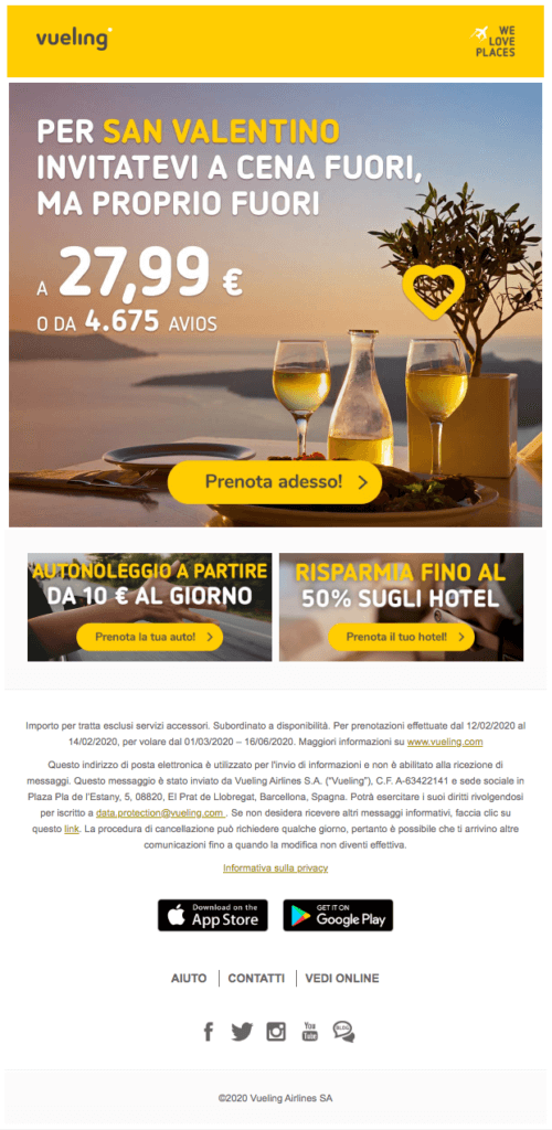 Newsletter San Valentino di Vueling