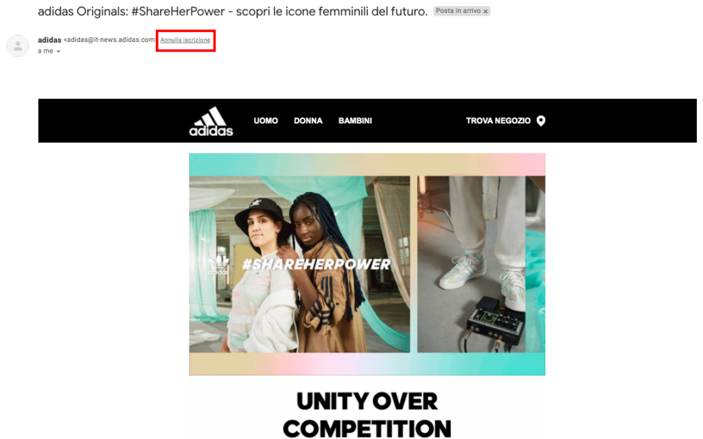esempio-list-unsuscribe-header