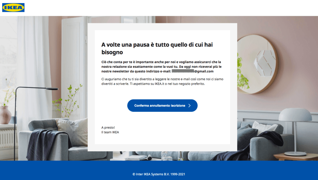 testo_cancellazione_newsletter_ikea_esempio