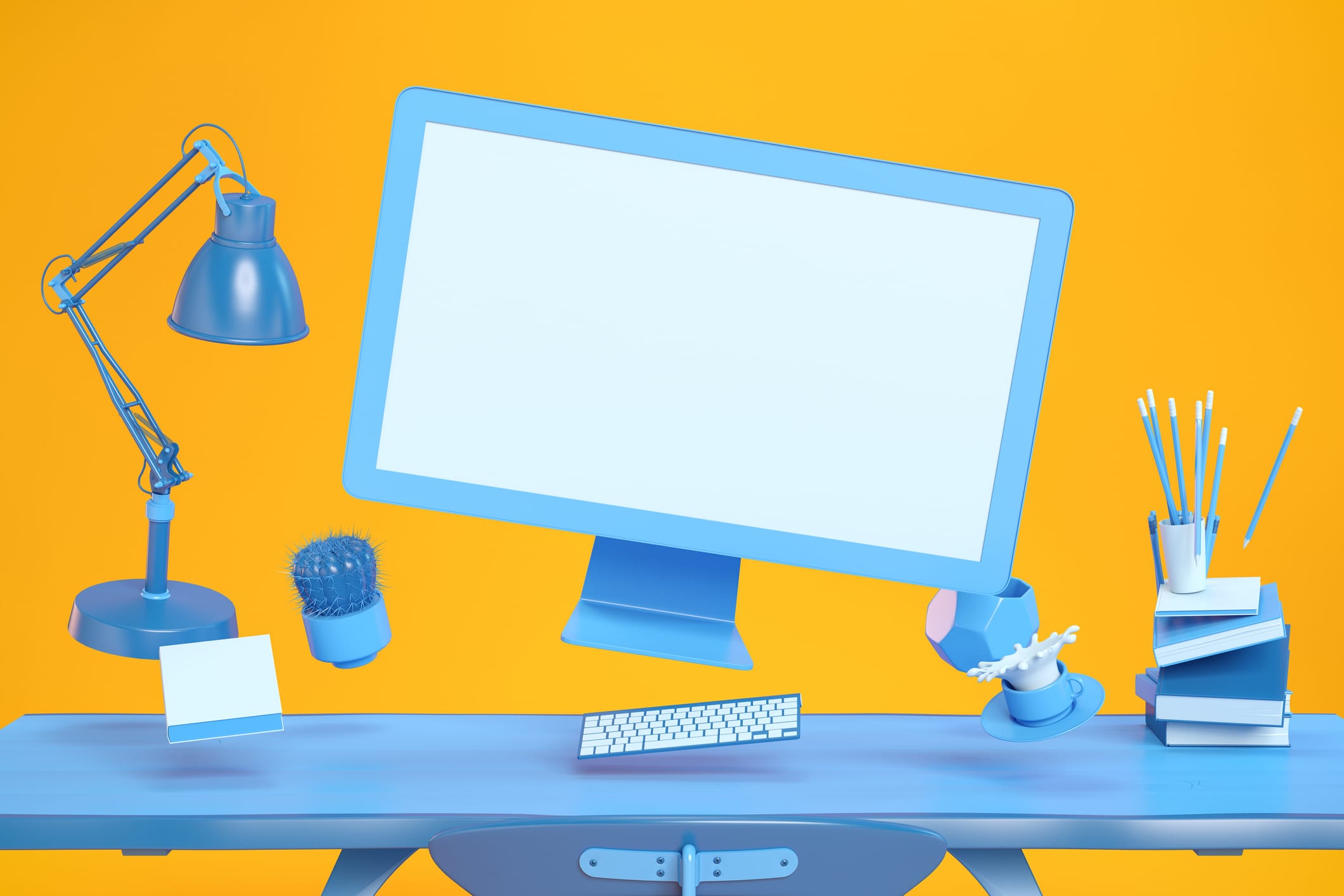 Blue-Office-Tools-and-Computer-Screen