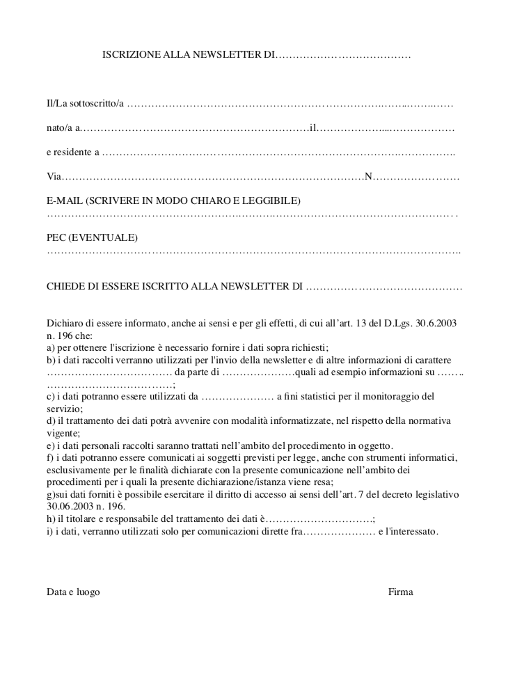 modulo-iscrizione-newsletter-cartaceo