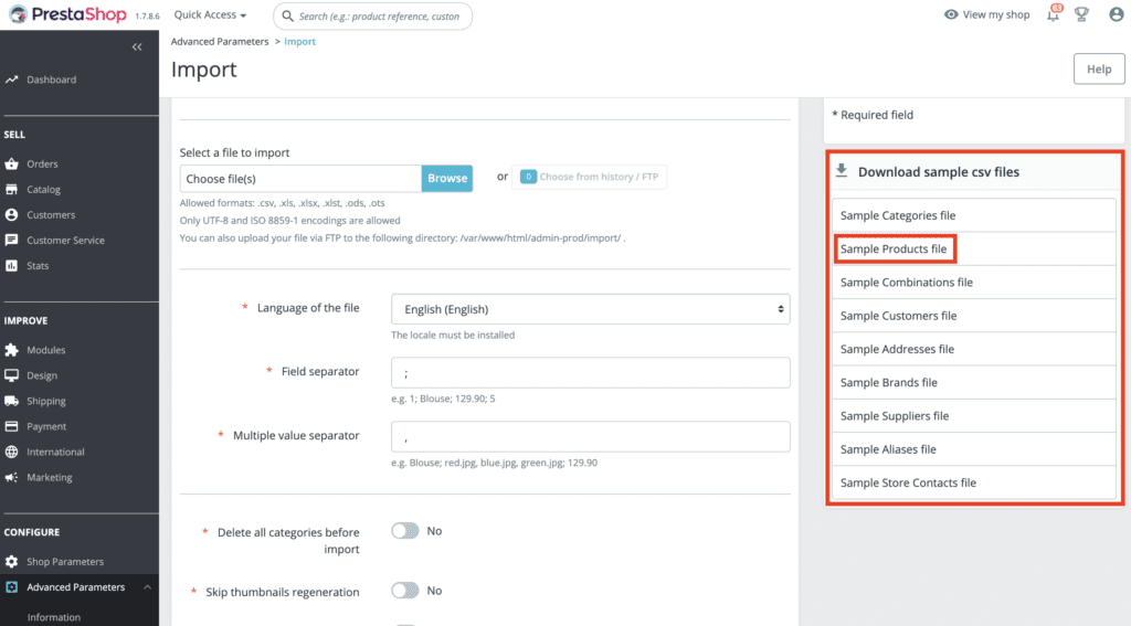 file-csv-prestashop