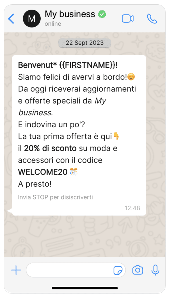whatsapp-messaggio-automatico-di-benvenuto